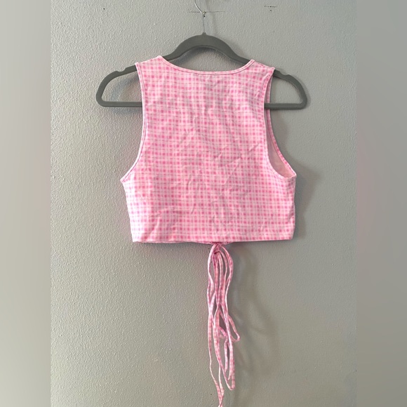 NWT Forever 21 pink/white crop top L - Picture 4 of 5